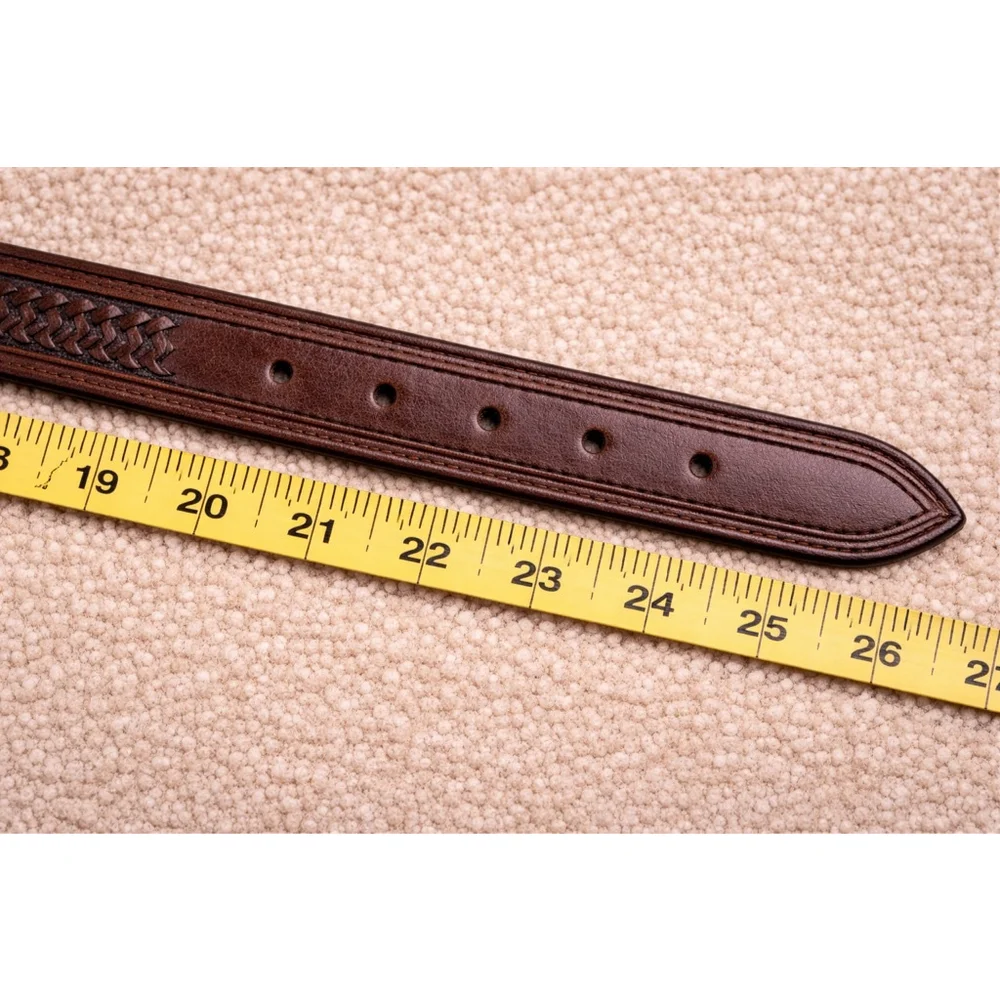 Brown Genuine Leather Braided Belt Size 54